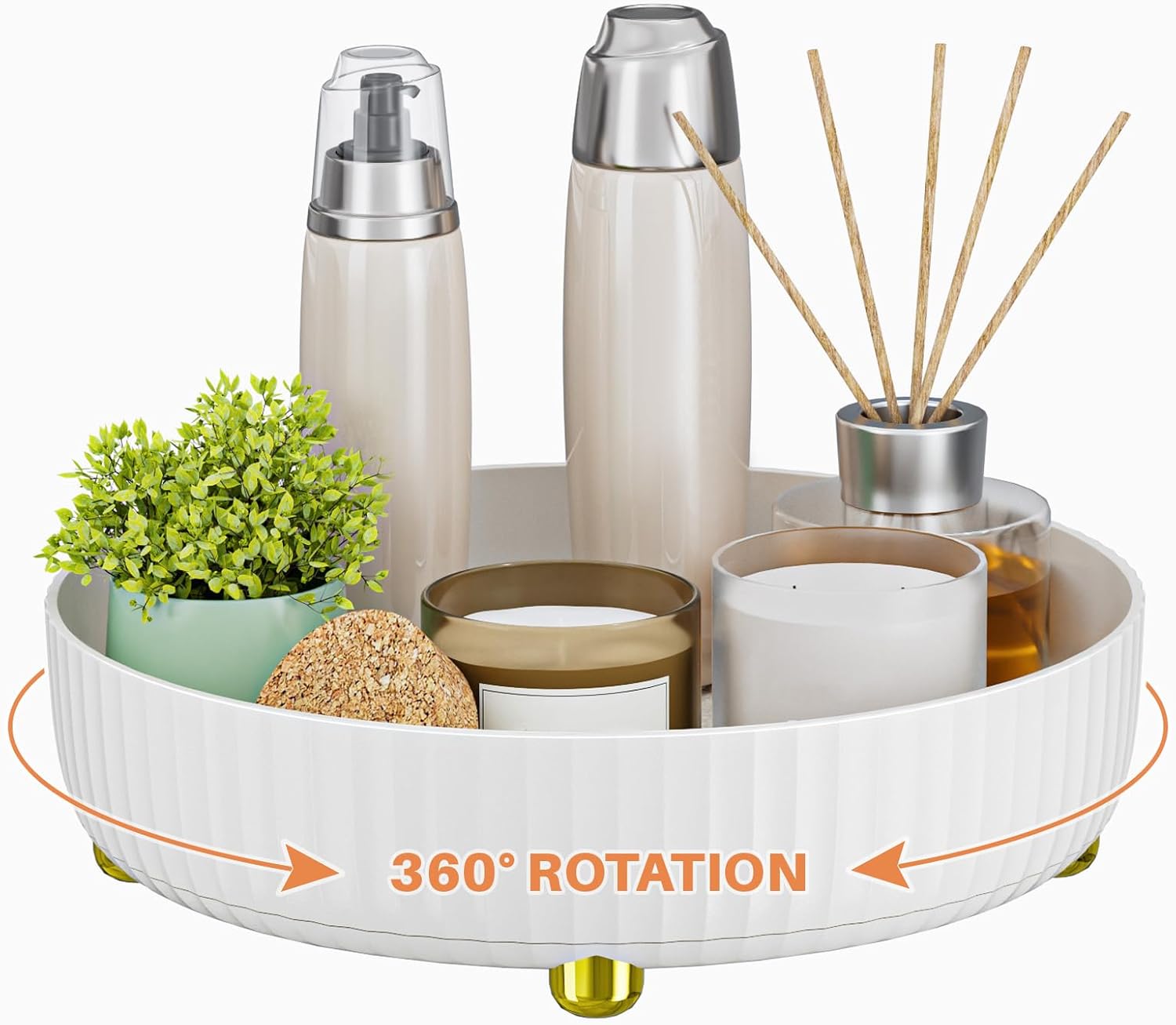 Bathroom Organizers and Storage,Rotating Makeup Organizer Tray for Perfume,Skincare,Cosmetics and Bathroom Storage,Lazy Susan Organizer,White