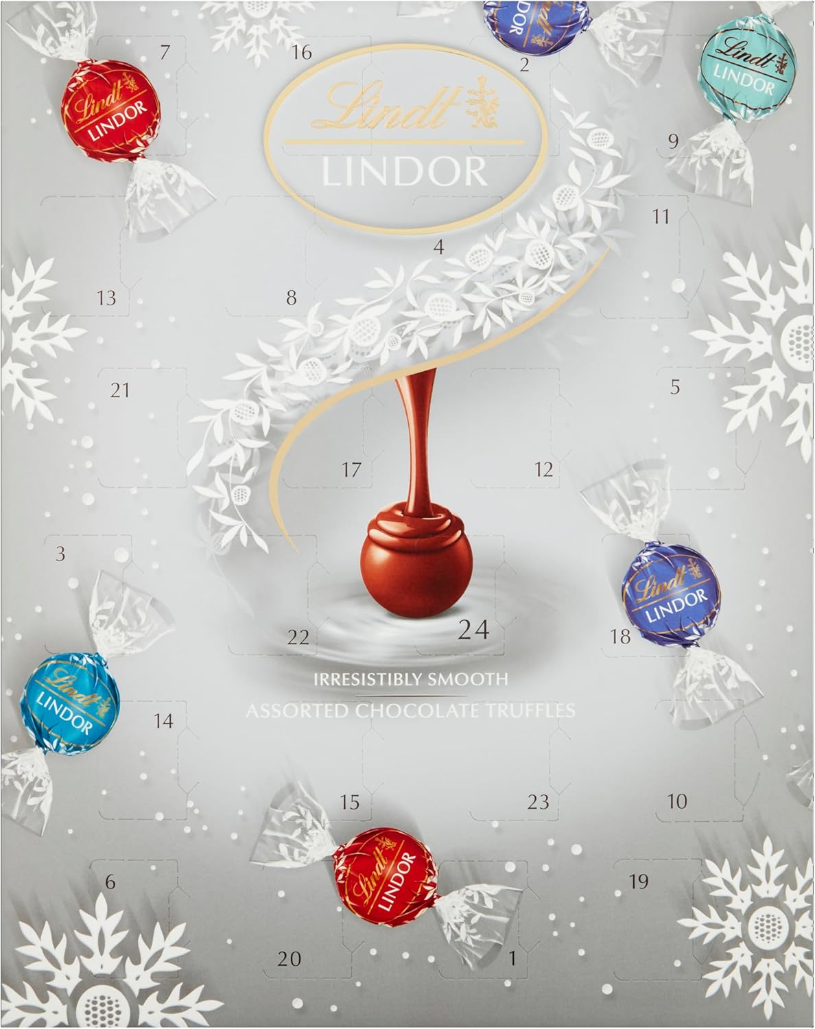 Lindt Lindor Silver Assorted Christmas Chocolate Advent Calendar 300g