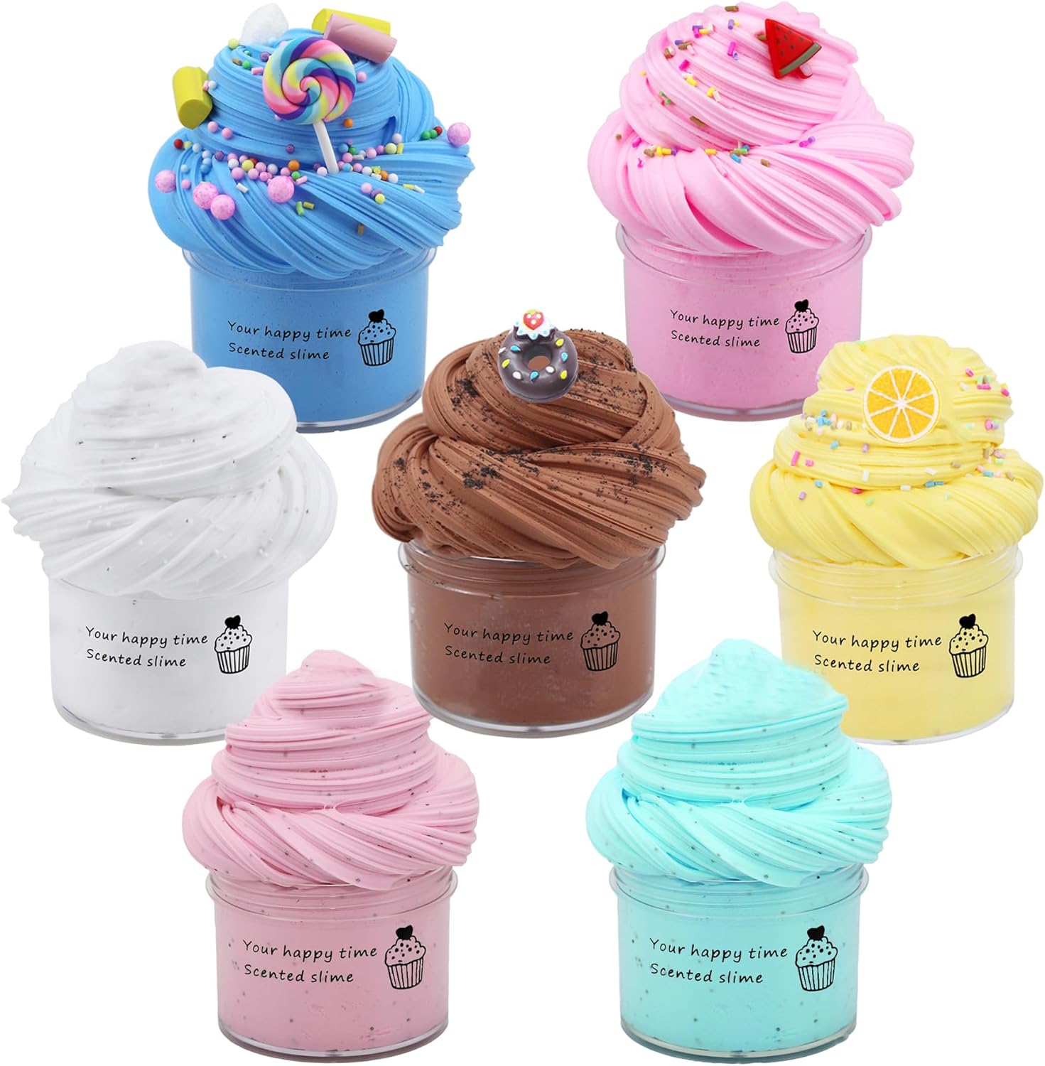 7 Pack Cake Butter Slime Kits, Soft and Non-Sticky Slime Kit Party Favors for Girls and Boys