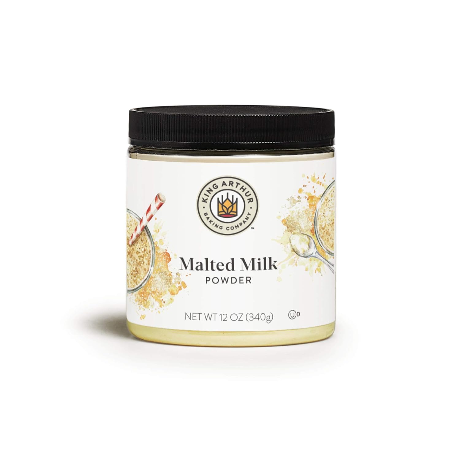 King Arthur Malted Milk Powder: Premium Baking Ingredient for Classic Diner-Style Sweetness, Ideal for Milkshakes, Pancakes, and Waffles - 12 oz Jar of Authentic Malt Flavor Enhancer