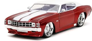 Big Time Muscle 1:24 1971 Chevy Chevelle Die-Cast Car, Toys for Kids and Adults(Red/White)