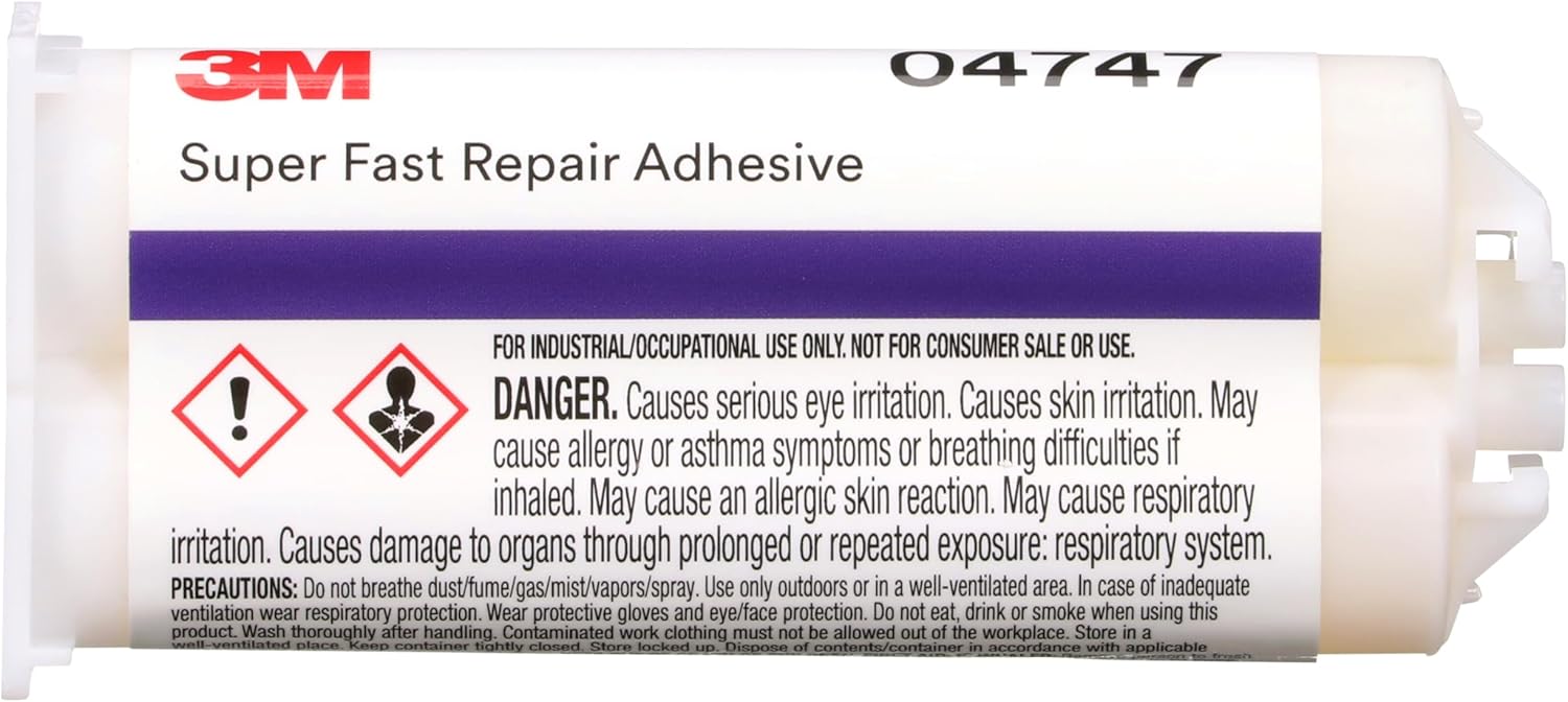 3M Super-Fast Repair Adhesive, 04747, Tranlucent Color,Two-Component, Semi-Rigid, Urethane Adhesive, 47.3 mL/1.6 fl oz Cartridge