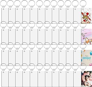 SPOKKI 180 Pieces Sublimation Keychain Blanks Bulk, Double Side Heat Transfer Sublimation Ornament Blanks Blanks, 60 Sets Keychain Rings and Jump Rings for DIY Keychain Crafting (Rectangle)