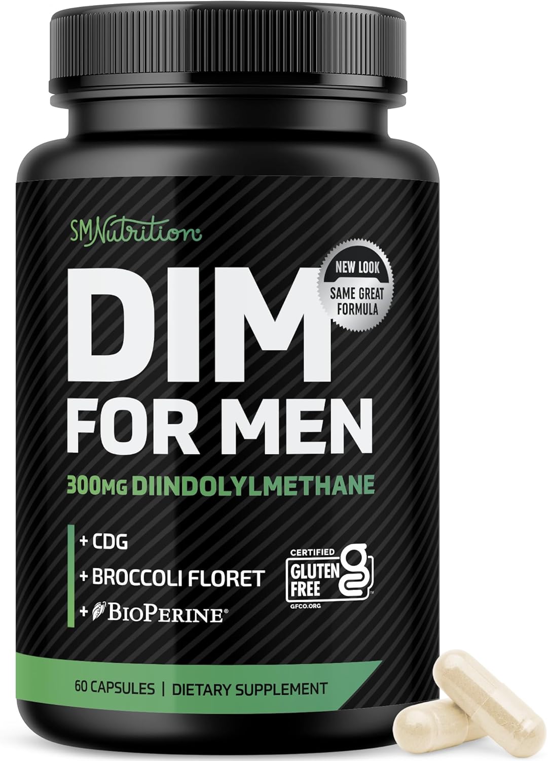 DIM Supplement for Men 300mg | Estrogen Blocker & Aromatase Inhibitor | Extra Strength Men’s Hormone Balance & Fitness Booster with Diindolylmethane Plus CDG & Sulforaphane | Gluten-Free | 60 Ct