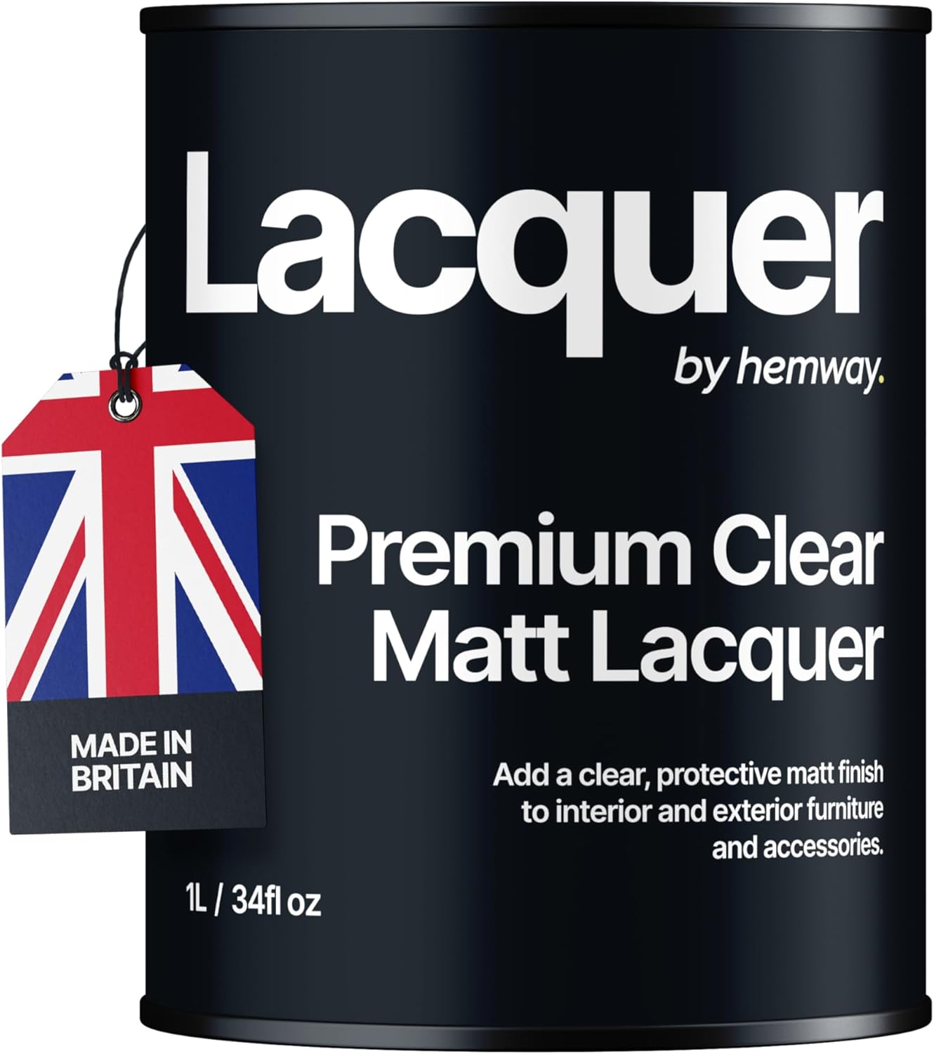 Hemway - Premium Clear Matt Protective Lacquer Paint 1 L | Multi-Surface Sealant for Interior & Exterior Furniture & Surfaces | Waterproof & Weatherproof, Fast-Drying Top Coat