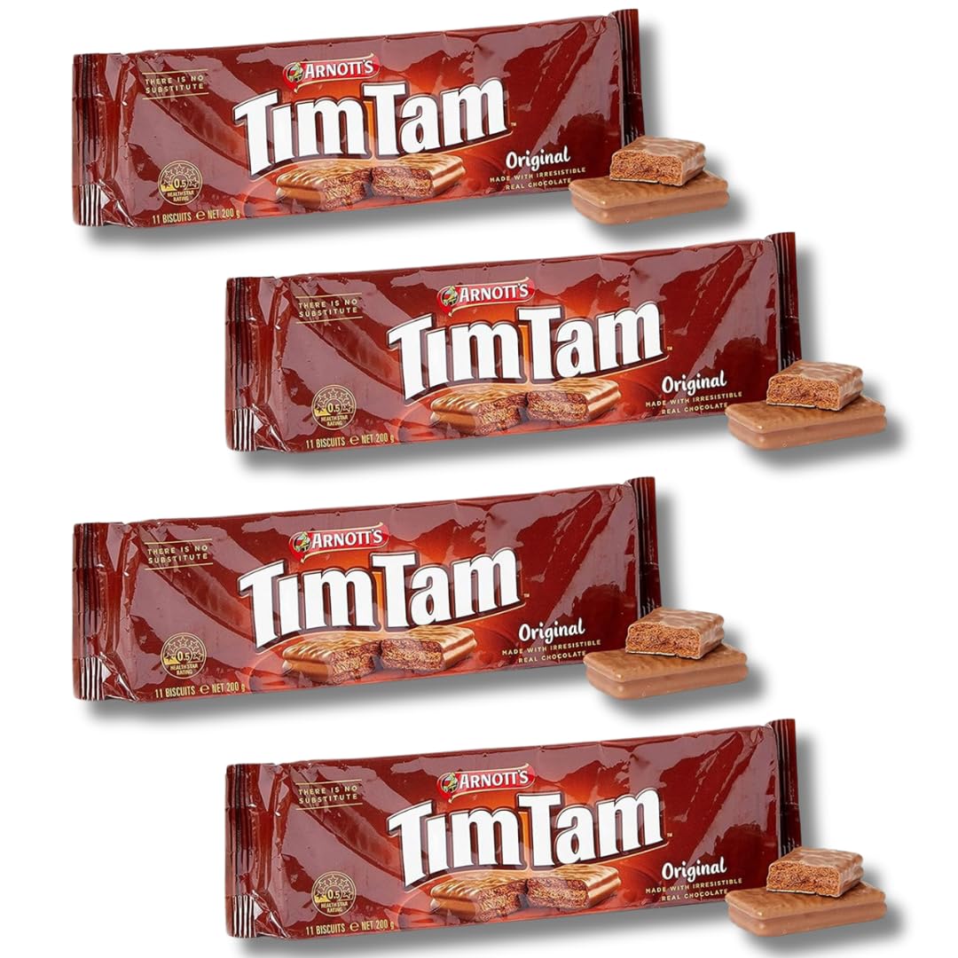 Arnot's Tim Tum Original Australian Chocolate Biscuits (4 Pack Deal) Box Packaging for Protection | Imported from Australia | Yummy...