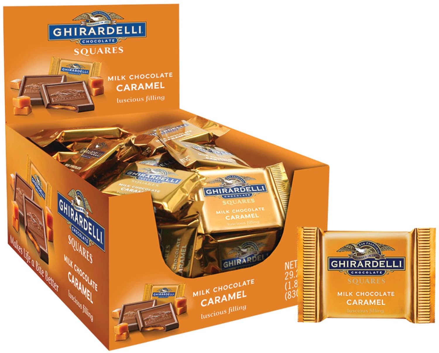 Ghirardelli Milk & Caramel Chocolate Squares, 0.53 Ounce, 50 count