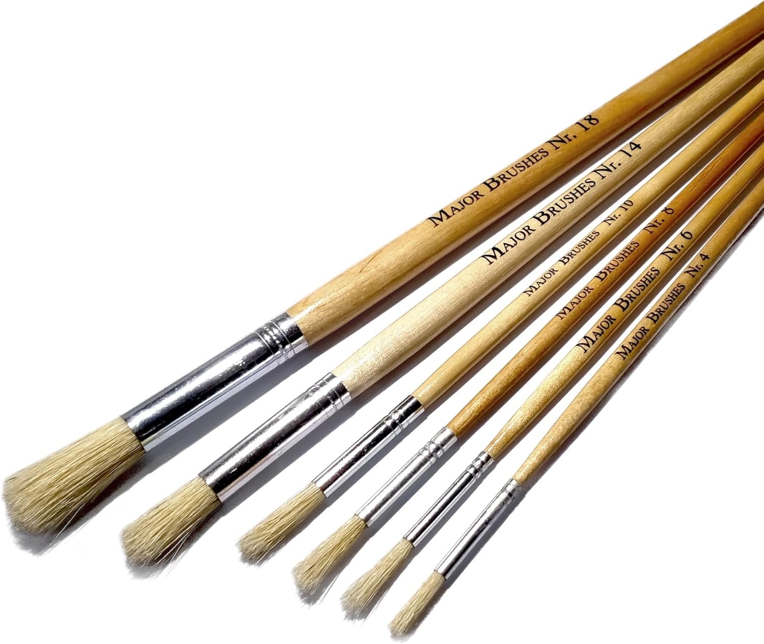 Major Brushes Hog Bristle Long Round Brushes Pack of 6