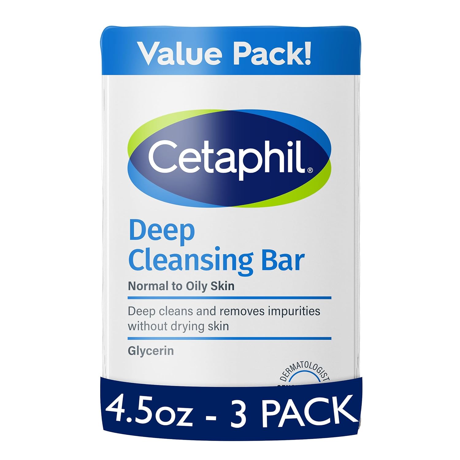 Cetaphil Deep Cleansing Face & Body Bar for All Skin Types (Pack of 3)
