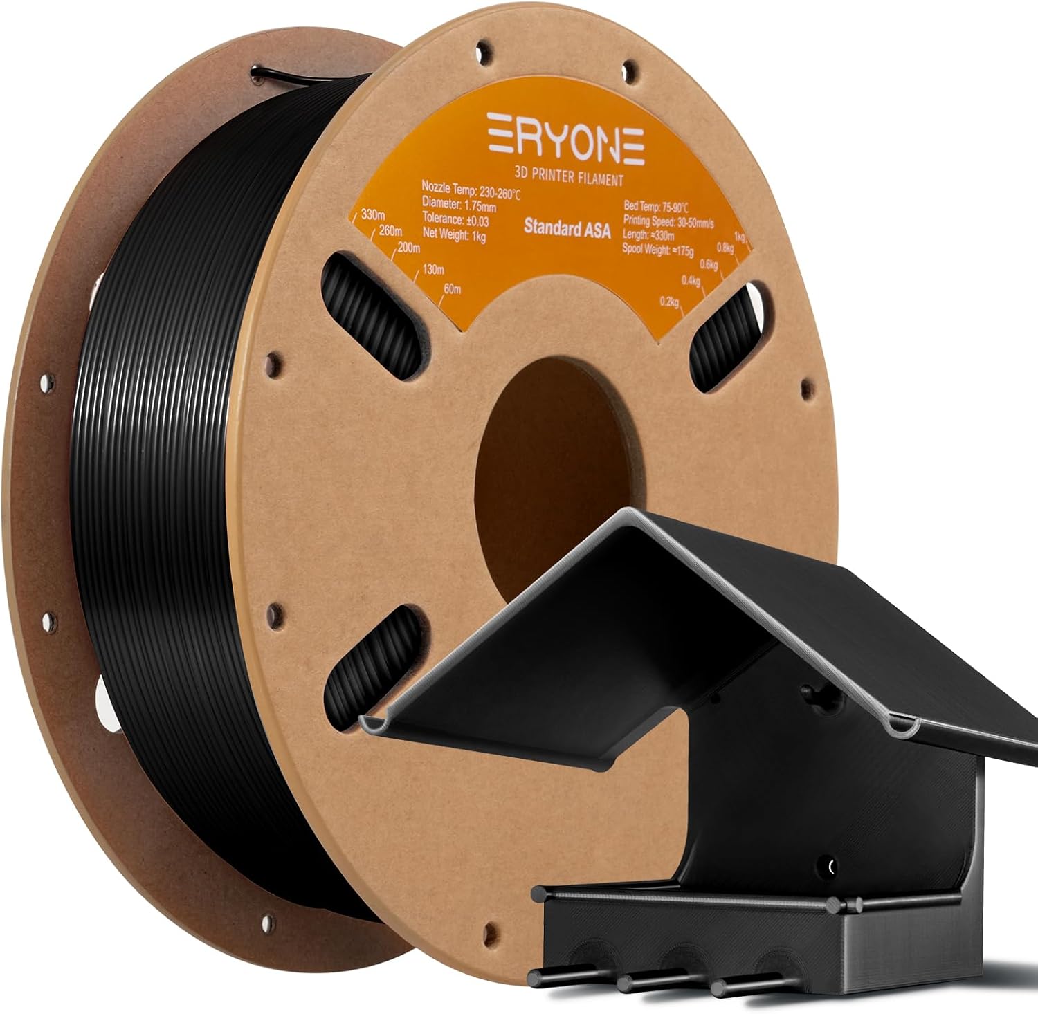 ERYONE Engineering Filament, 1.75mm 3D Printing Filament, Dimensional Accuracy +/- 0.03mm, Fit Most FDM 3D Printers, ASA Black 1kg Spool (2.2LBS)