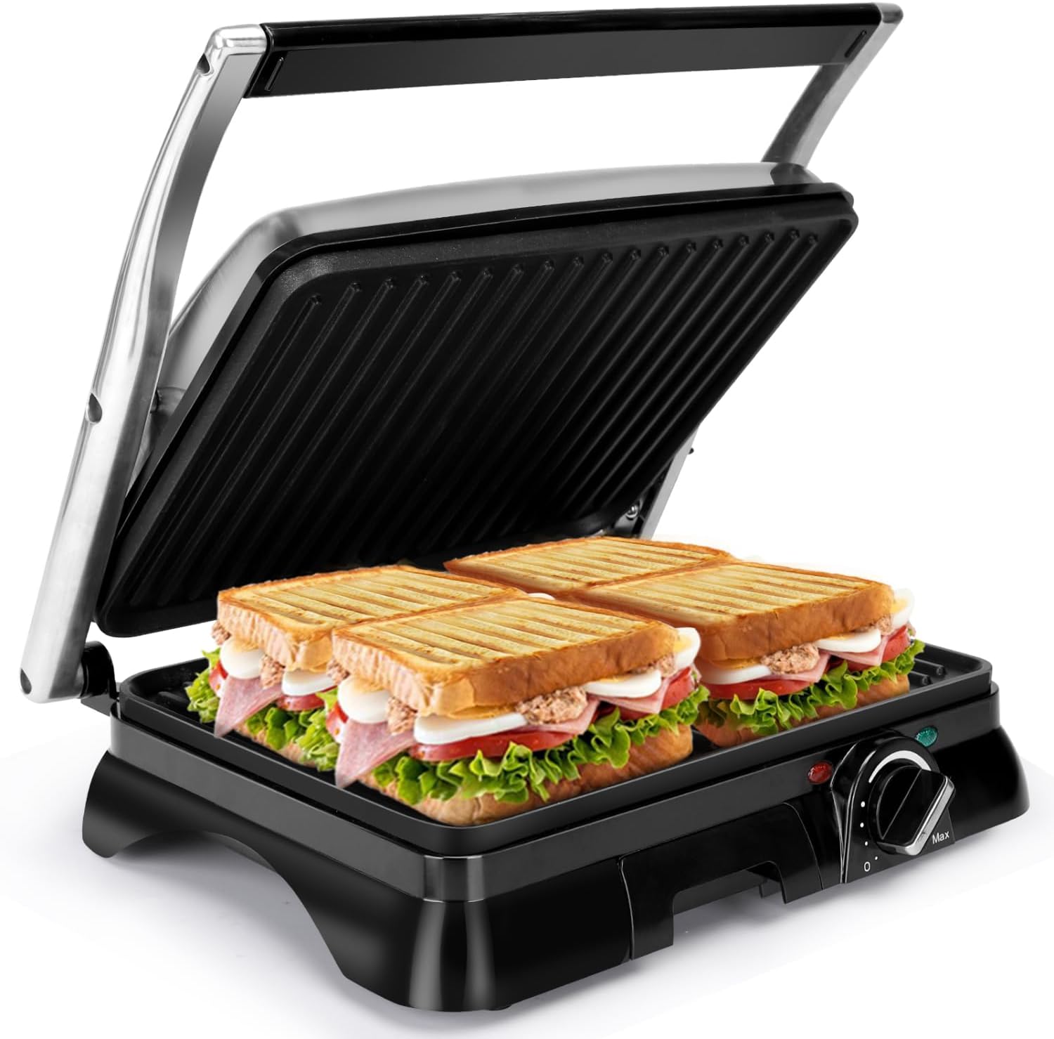 Aigostar 2000W Sandwich Toaster Panini Press, 180° Flat Open Large Grill