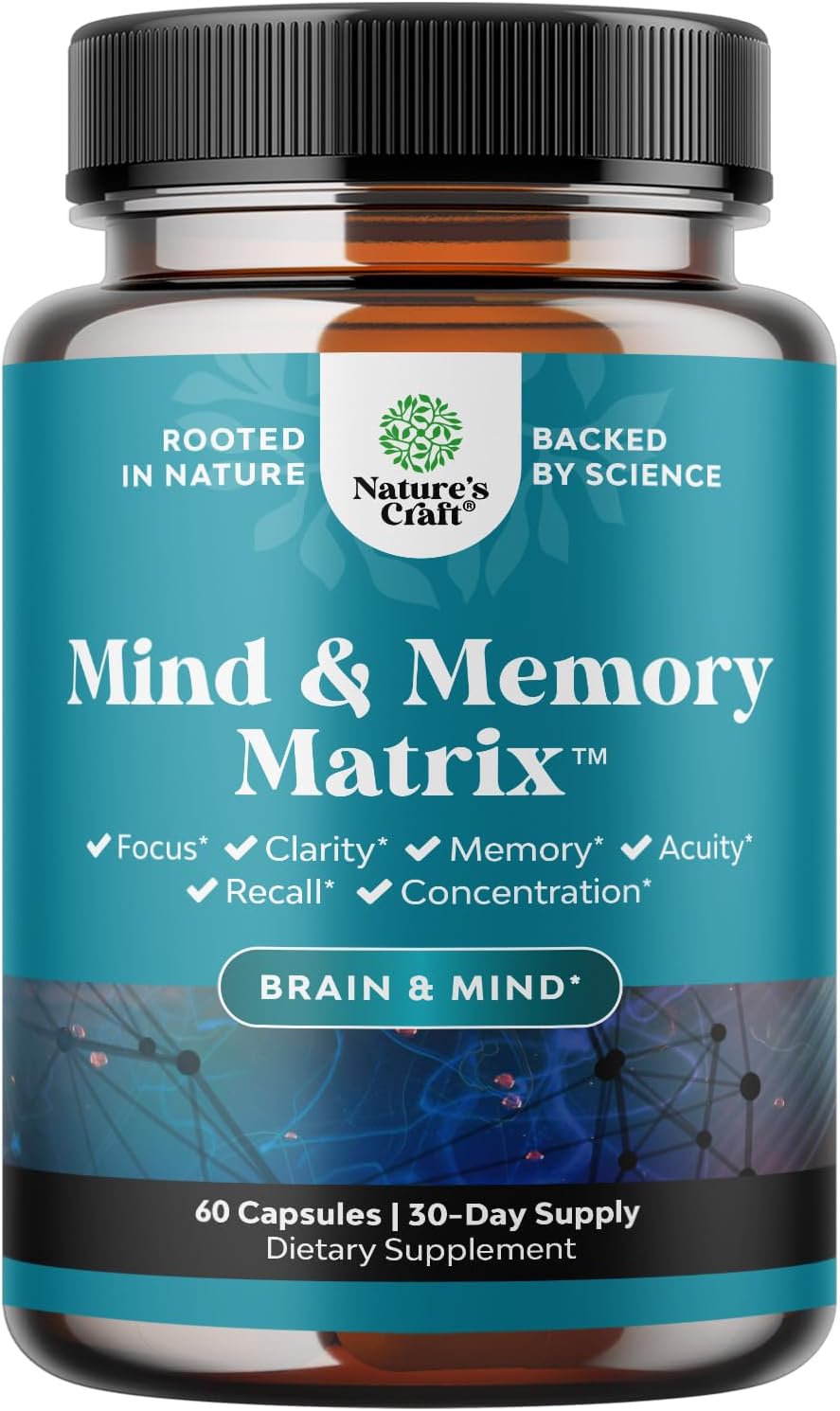 Advanced Nootropics Brain Support Supplement - Synergetic Mental Energy and Focus Supplement with Brain Vitamins for Cognitive Enhancement - Mind and Memory Supplement for Brain Health (30 Servings)