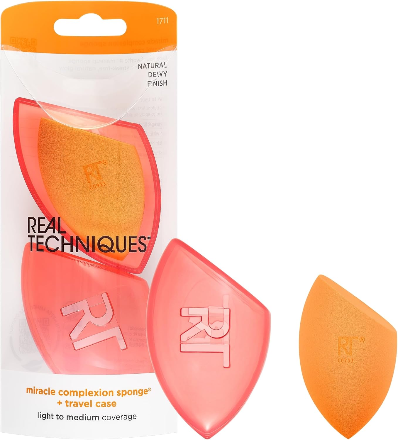 Real Techniques Miracle Complexion Makeup Sponge for full cover foundation with Travel Case (Packaging and Colour May Vary)