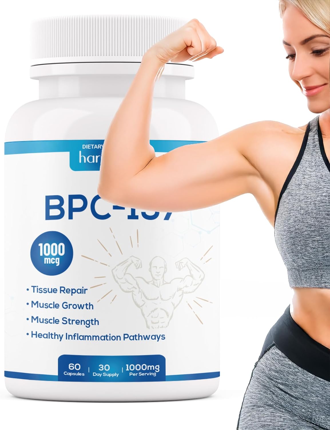 BPC157 Amino Acid Blended Mineral Supplements, 60 Capsules, GMP Certfied, Gluten Free, Non-GMO