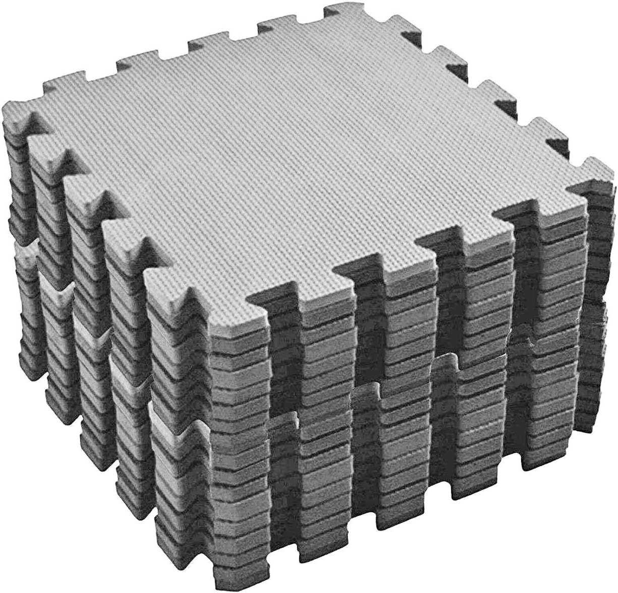 20 Interlocking Floor Tiles Non-Slip Exercise Mat with Border and carrying bag, Exercise Foam Floor Mats for Gyms, Yoga, Outdoor Workouts, Kids,1' x 1'(30cm x 30cm) (GREY)