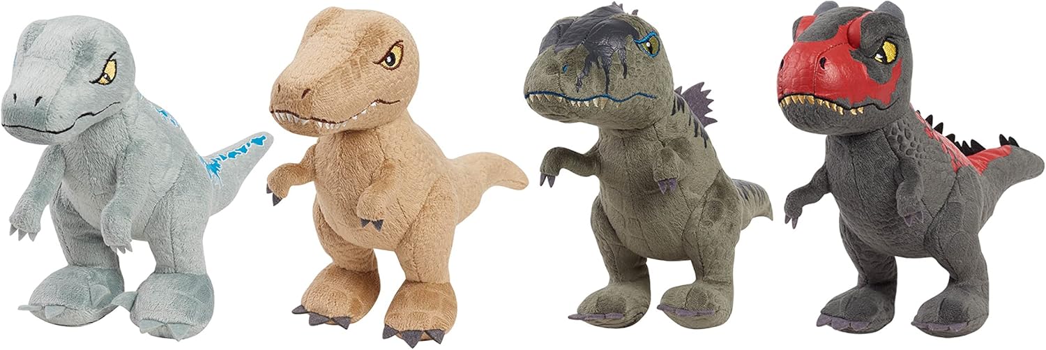 Jurassic World Plush Collector Set, 4-pieces, 7-inch Dinosaur Stuffed Animals, Kids Toys for Ages 3 Up, Amazon Exclusive by Just Play