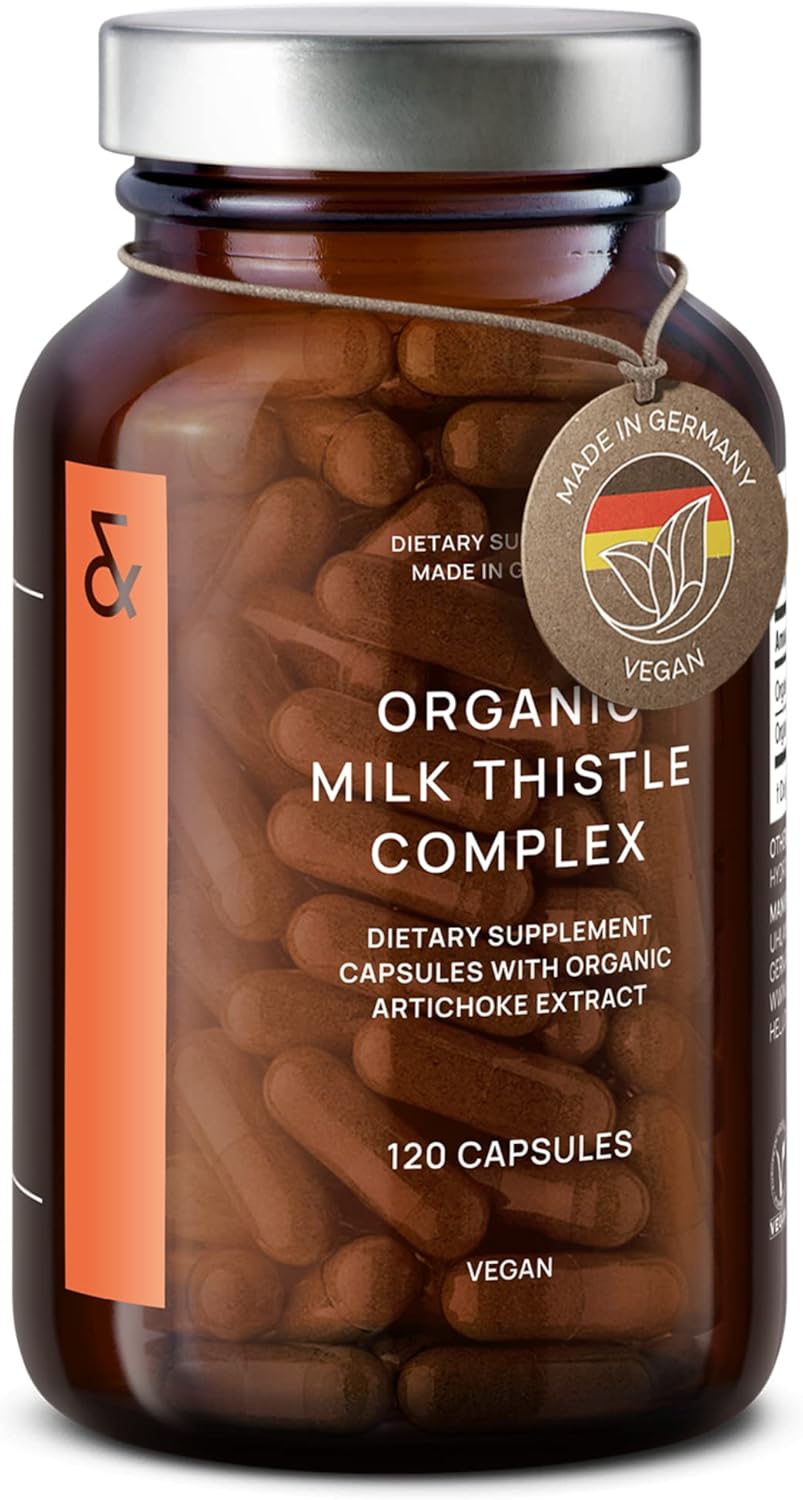 Organic Milk Thistle & Artichoke Extract Complex - Rich in Silymarin & Bitters - 120 Capsules = 60 Days Supply - Vegan - Non-GMO - Made in Germany