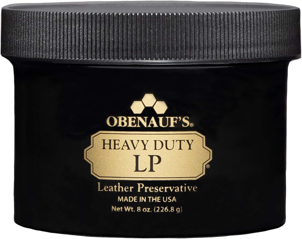Obenauf's Heavy Duty LP Leather Preservative (8oz)- All Natural Beeswax Oil Conditioner- Rejuvenate Restore & Preserve Sunfaded or Cracked Boots Jackets Saddles Car Auto Upholstery Furniture- USA Made