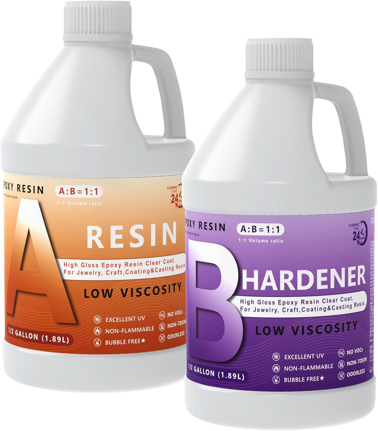 1 Gallon Crystal Clear Epoxy Resin Kit - Food Safe & UV Resistant for DIY Art, Wood, Jewellery Making, Coasters, Mould Casting Resin Epoxy - Low Viscosity, Self Leveling for Beginners & Pros