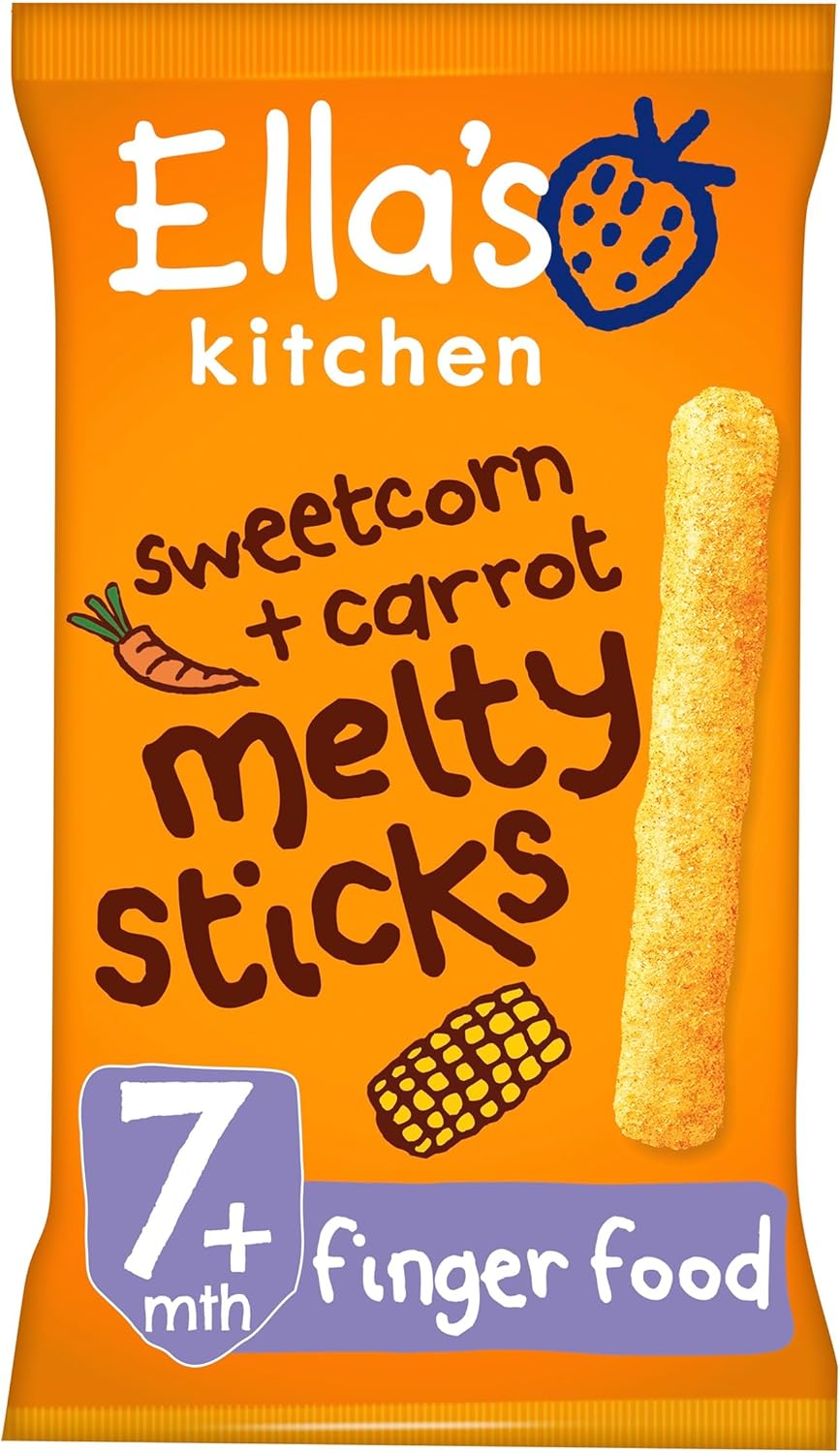 Ella's Kitchen Sweetcorn and Carrot Melty Sticks from 7 Months, 16g