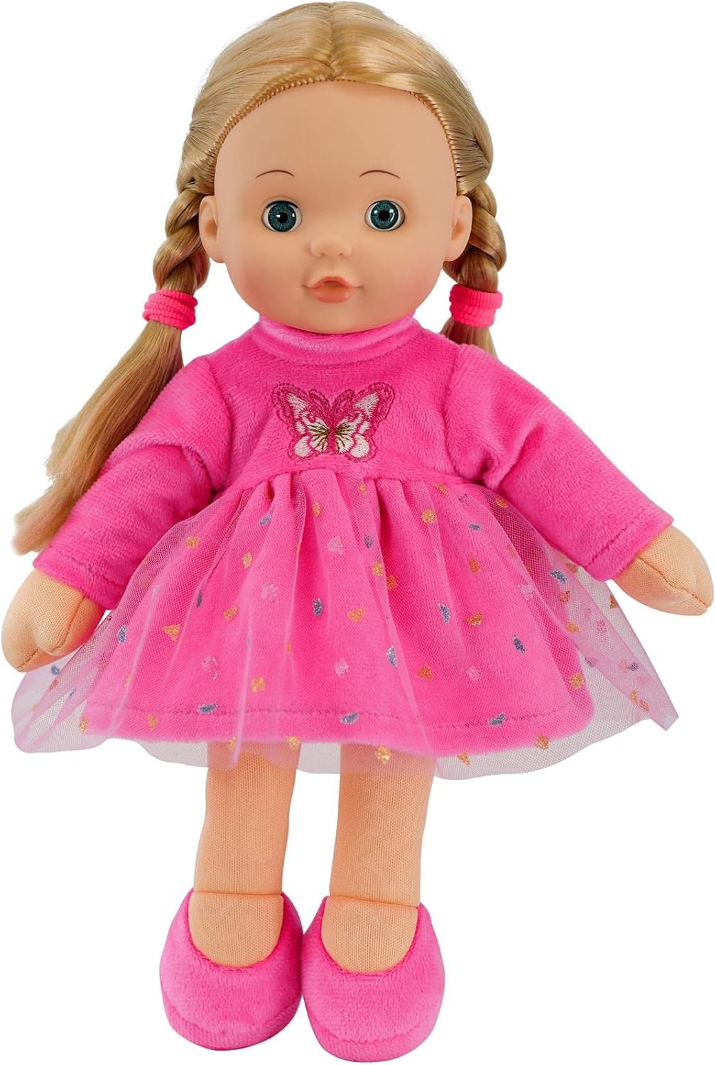 Bibi Doll 12" Rag Doll Betty Rags - Baby Dolls For Girls Boys - Rag Doll With Hair, Vinyl Styling Head, Cuddly Soft Body, Open Close Eyes, Pink Clothes - Gifts For Girls Boys Ages 18 Months And Up