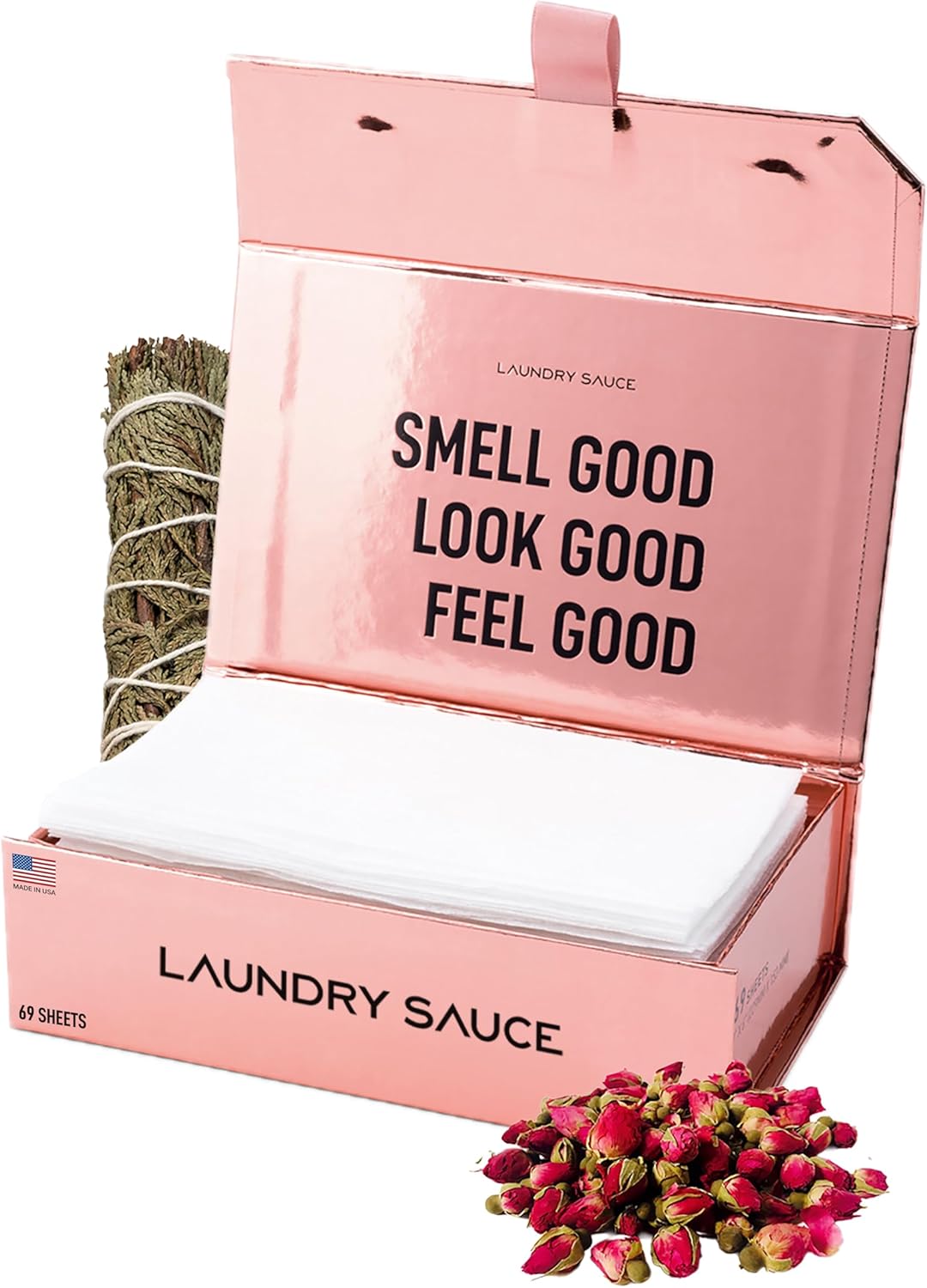 Laundry Sauce - Laundry Dryer Sheets (Egyptian Rose), Luxury Fragrance, Contains Essential Oils, Softens Fabric, Removes Static Cling, Eco-Friendly Packaging, Travel Friendly, 69 Count