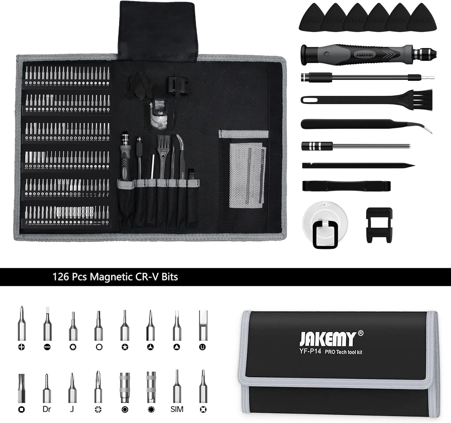 Precision Screwdriver Set for Electronics Repair, JAKEMY 141 in 1 Professional Multi-bits Pro Tech Toolkit for Laptop, Computer, MacBook, Phone, Watch, Eyeglasses, Console, Modding, DIY, Toy