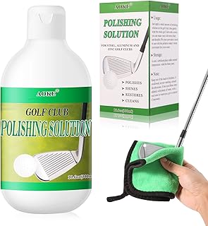 AOKE Golf Club Polish 10.6 oz, Iron Polishing Solution for Golf Club Cleane Buff, Shine Up, Restore, Fast Remove Scratches, Scuffs and Rust, Bring Your Golf Clubs Putters Back to Life with Towel