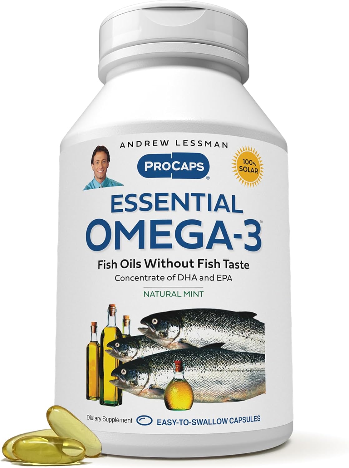 ANDREW LESSMAN Essential Omega-3 Mint - 360 Softgels - Ultra-Pure, High Potency Omega-3 Oils. High DHA, No Stomach Upset, No Contaminants, No Mercury. Small Easy to Swallow Softgels