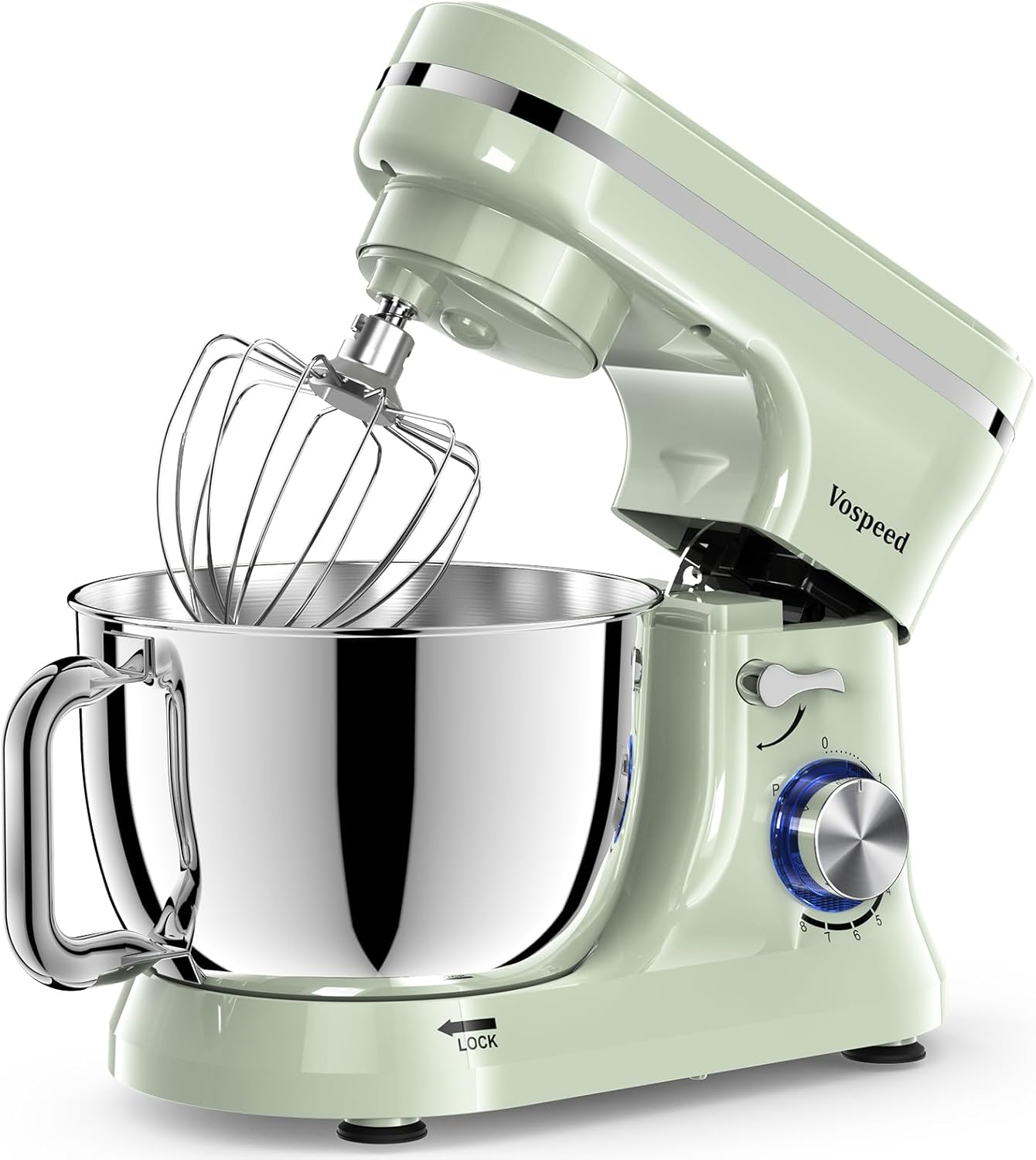 Vospeed Stand Mixer,5 Quarts 8-Speed 1000W Tilt-Head Food Mixer, Kitchen Electric Standing Mixer With Dough Hook, Whisk, Beater, Splash Guard & Mixing Bowl For (Green)