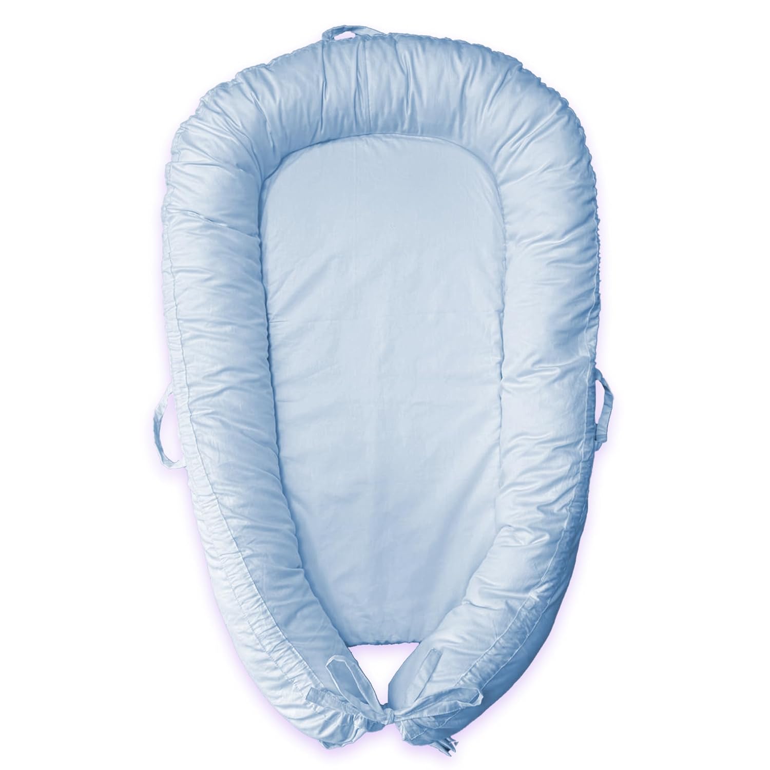 Baby Lounger Nest | Super Soft 100% Cotton Cover | Lightweight & Portable | Newborn to 24 Months | Machine Washable | Tummy Time | Diaper Changes (Celi Blue)