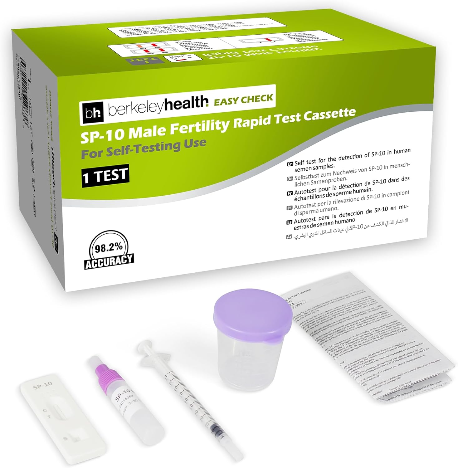 Berkeley Health SP-10 Male Fertility Self Test Kit - Check for Normal or Low Sperm Count Concentration - Easy to Follow, Fast & 98% Accurate - 1 Pack