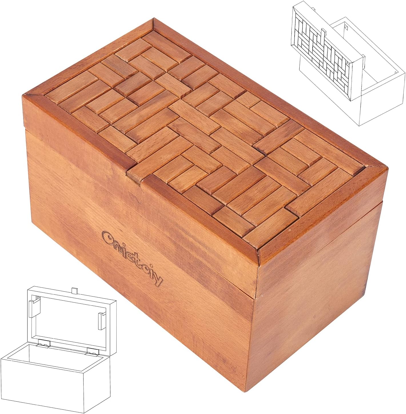 Big 32 Steps Wooden Secret Puzzle Box Toys Beech Wood Money Holder Handmade Storage Brain Teaser Unlocking Games Retro Compartment Thinking Toy Mysterious Birthday Gift for Kids and Adults