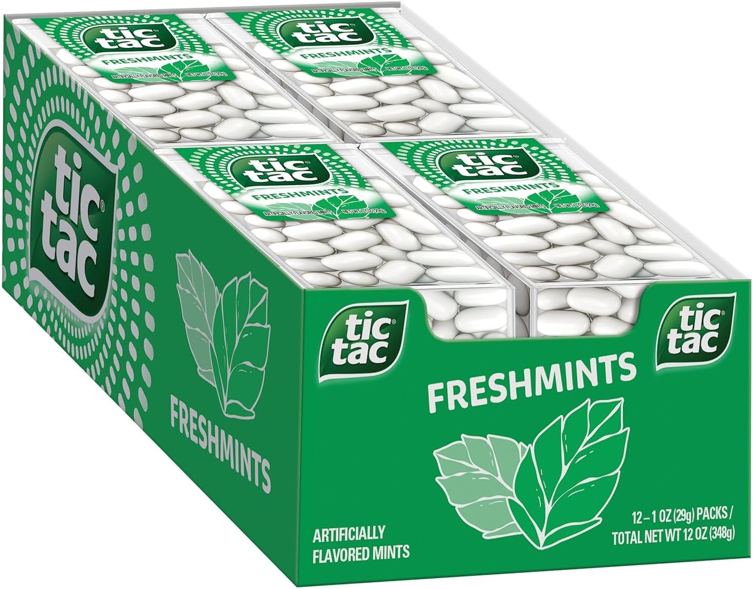 Tic Tac Freshmints – 12 Pack | Sugar-Free Breath Freshening Mints in Pocket-Sized Flip-Top Dispensers | Long-Lasting Minty Freshness | Refreshing Mints for Travel, Car, Office or On-the-Go