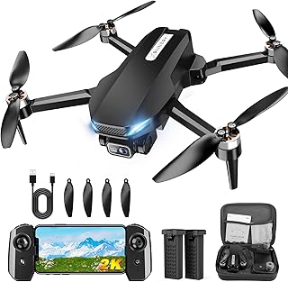 Drone with Camera, 2K HD FPV Drone with Brushless Motor, Altitude Hold, Gesture Selfie, One Key Take Off/Landing, 3D Flips, Waypoint Fly, 2 Batteries, Foldable Mini Drones for Kids and Beginners