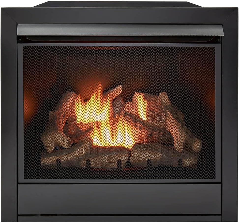 Duluth Forge Dual Fuel Ventless Gas Fireplace Insert, Remote Control, 9 Fire Logs, Use with Natural Gas or Liquid Propane, 32000 BTU, Heats up to 1500 Sq. Ft., Black