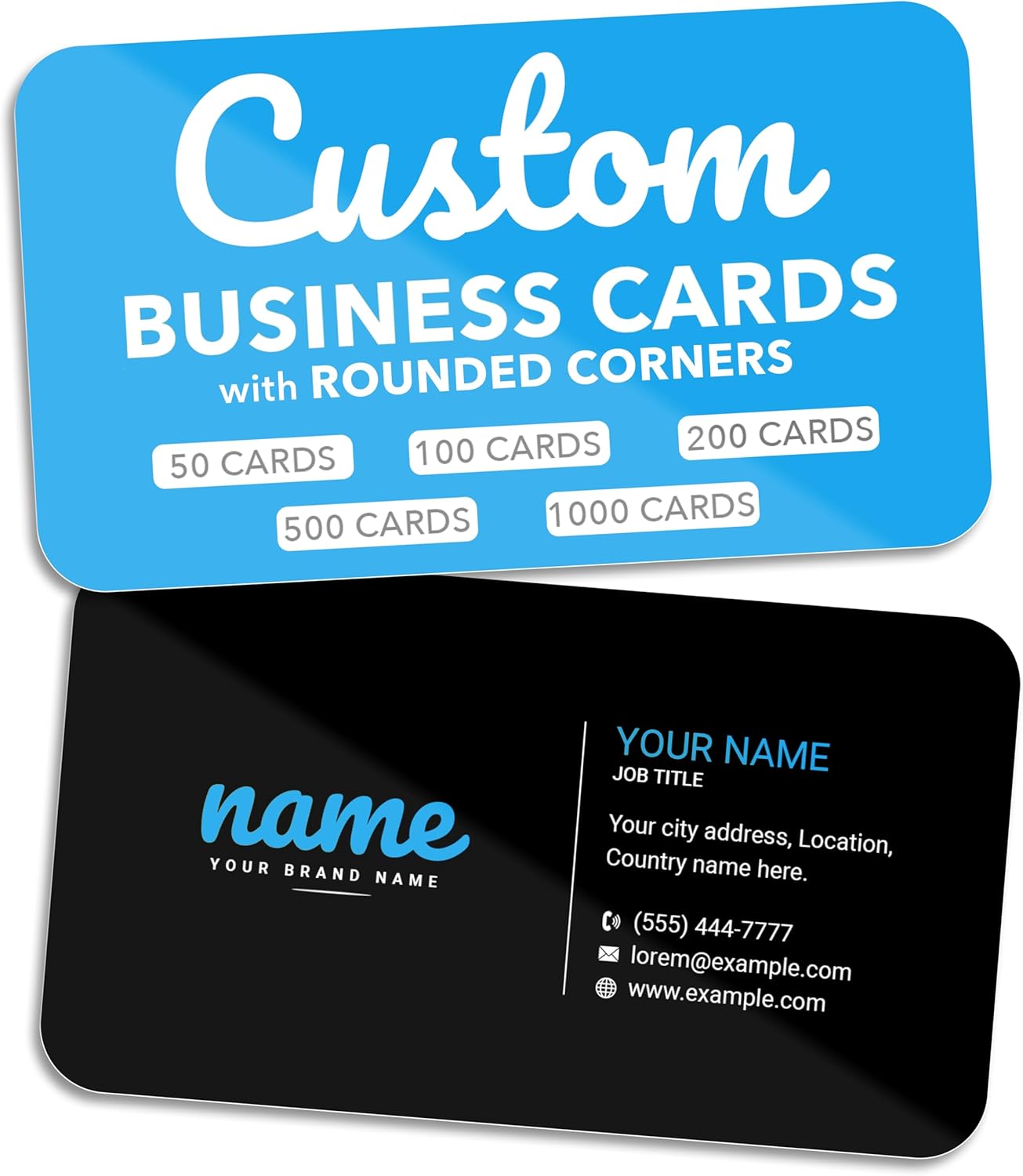 Custom Business Cards with Rounded Corners - 16pt Glossy - Made in the USA (50 to 10,000 Cards)