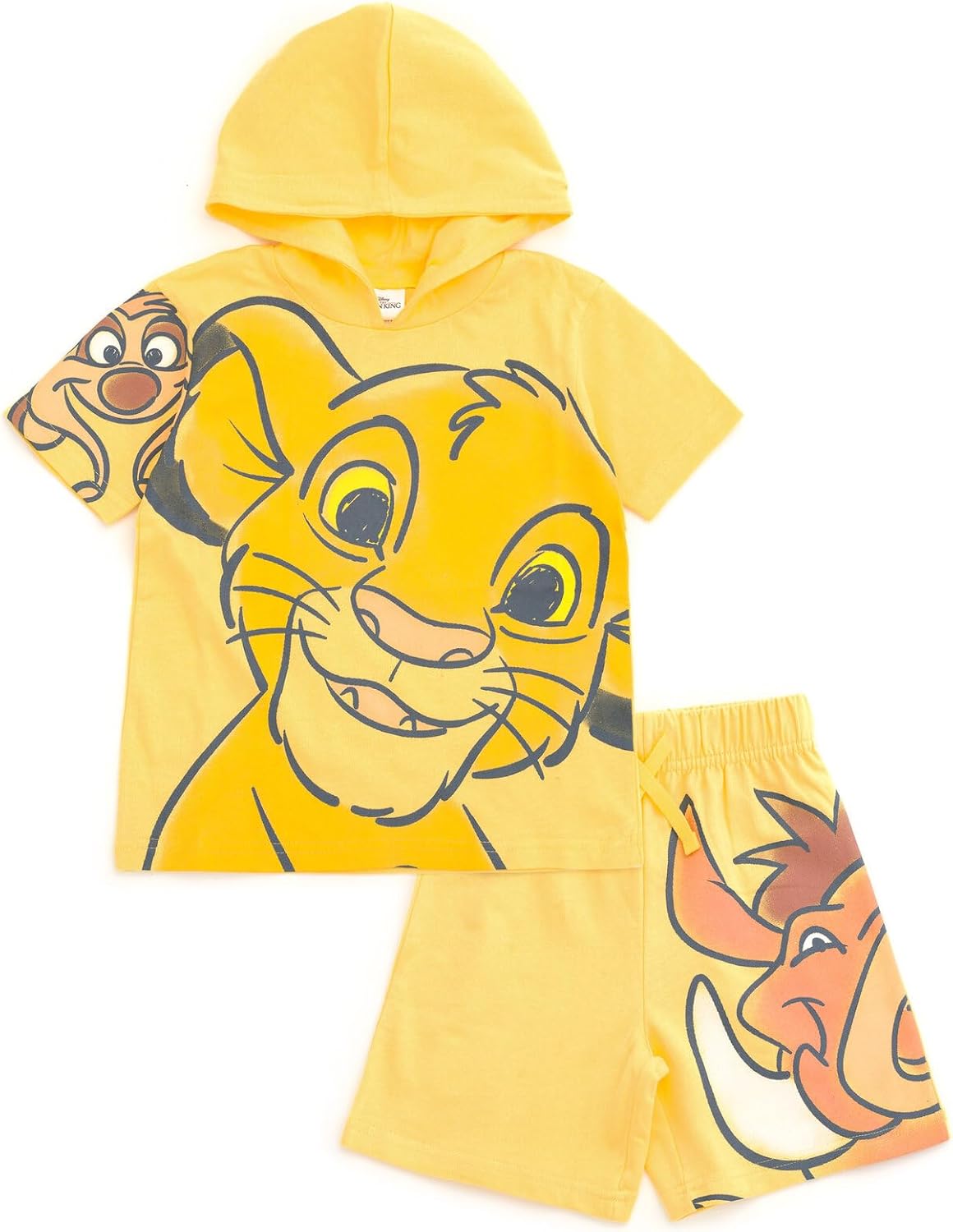 Disney Hooded T-Shirt and French Terry Shorts Outfit Set Toddler to Big Kid Sizes (2T - 10-12)
