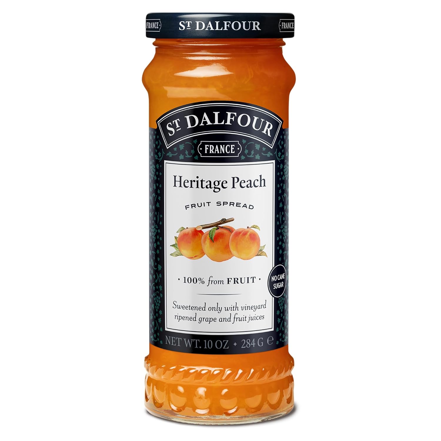 St. Dalfour Heritage Peach Fruit Spread - 10oz - 100% from Fruit, No Artificial Ingredients, Non-GMO, No Cane Sugars, All Natural, Made in France