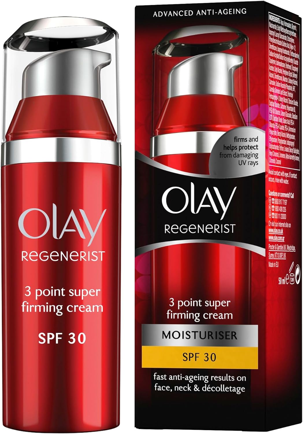 Olay Regenerist 3 Point Firming Anti-Ageing Day SPF30 Lightweight Moisturiser 50 ml, Firms Skin Reduces The Look of Wrinkles