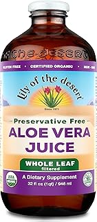 Lily Of The Desert Aloe Vera Juice, Preservative Free - Whole Leaf Aloe Vera Drink with Natural Vitamins, Digestive Enzymes for Gut Health, Stomach Relief, Wellness, Glowing Skin,