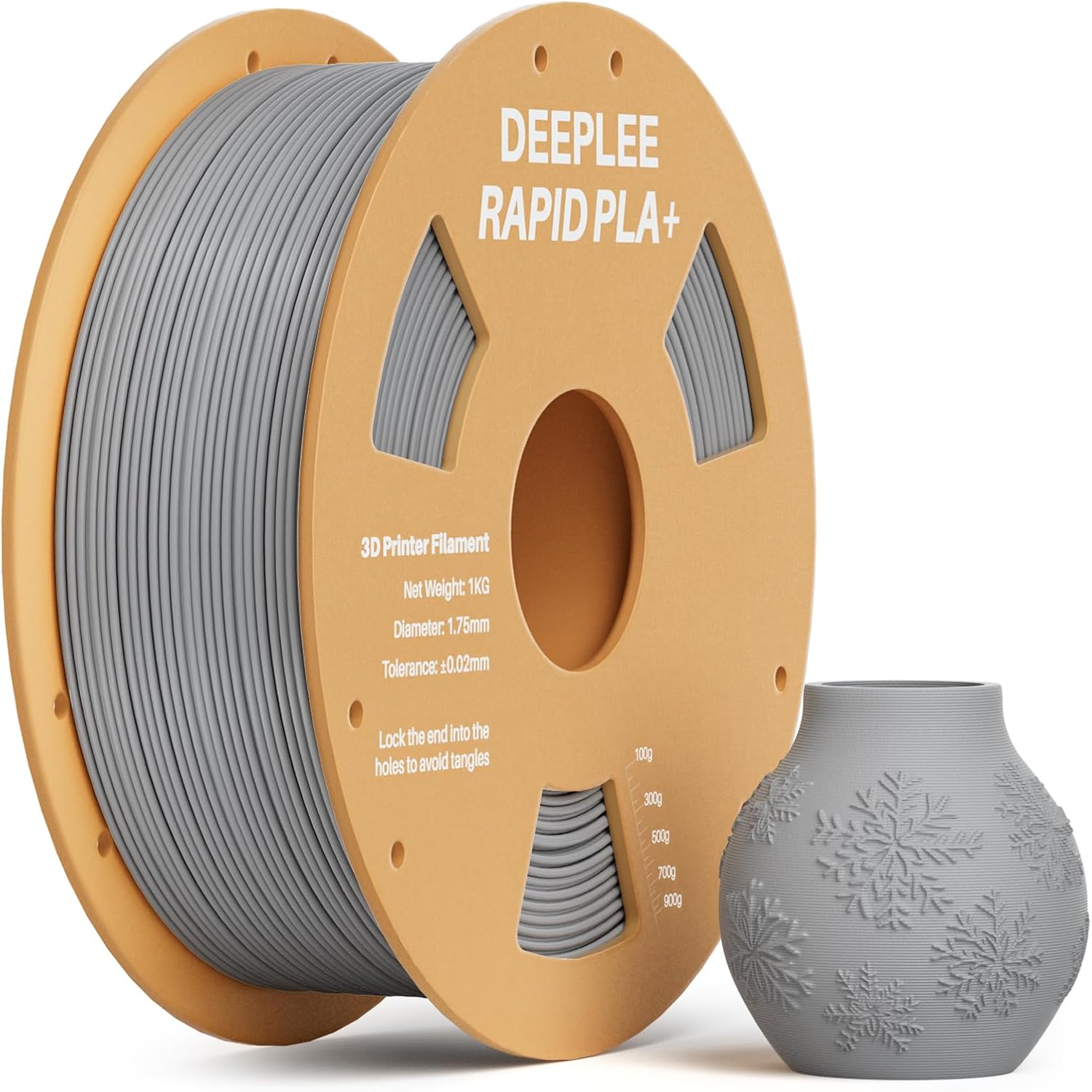 DEEPLEE Rapid PLA Plus Filament 1.75mm Grey 1kg, High Speed 3D Printer Filament Up to 600mm/s, PLA+ 3D Printing Material Fits Most FDM 3D Printers
