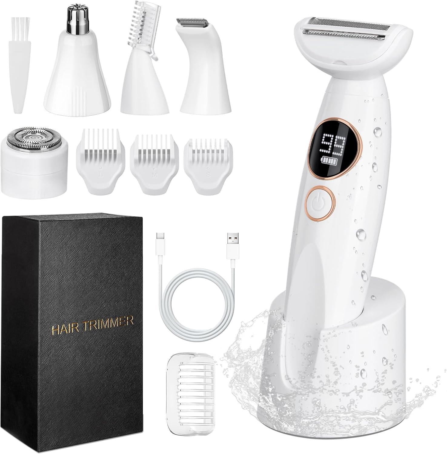 Deciniee Lady Shavers for Women: Bikini Trimmer - 5 in 1 Electric Razors - Bikini Shaver - Epilator for Female for Face, Nose, Eyebrows, Arms, Legs - Facial Hair Remover for Girls for Wet and Dry use
