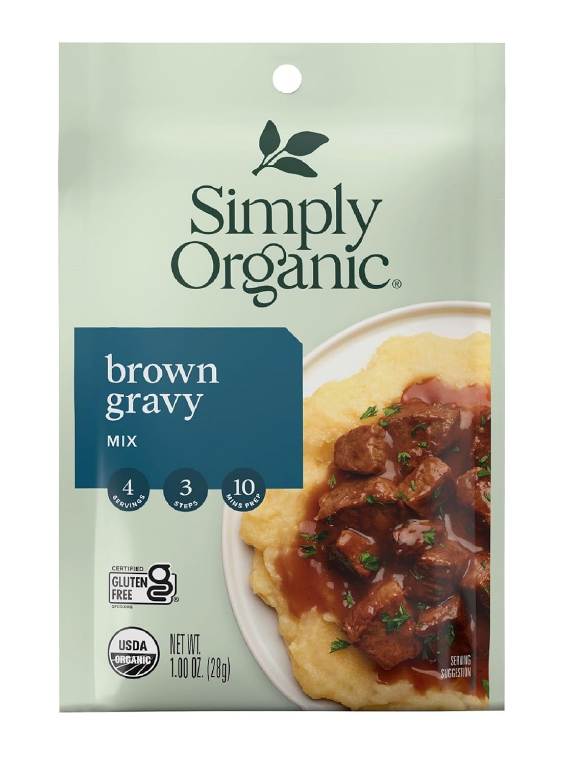 Simply Organic Brown Gravy Seasoning Mix, 1-Ounce 12 Pack, Old Fashioned Brown Gravy With Beef Stock, Onion & Mushroom Flavors