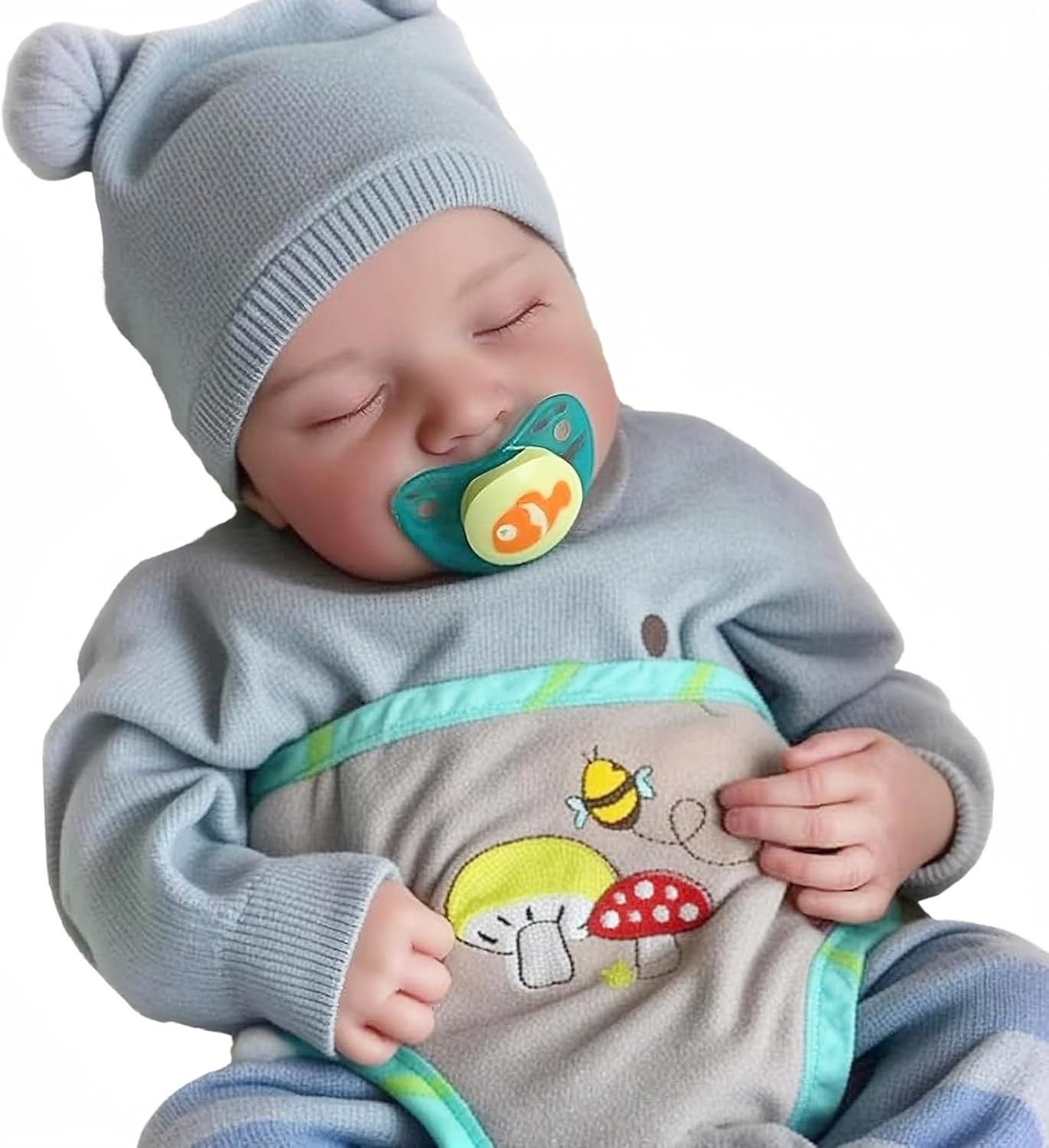 BABESIDE Reborn Dolls Boy - 17 Inches Handmade Washable Reborn Babies Vinyl Body with Clothes, Reborn Baby Doll Looks Like a Real Baby (Closed-Eyes Boy)