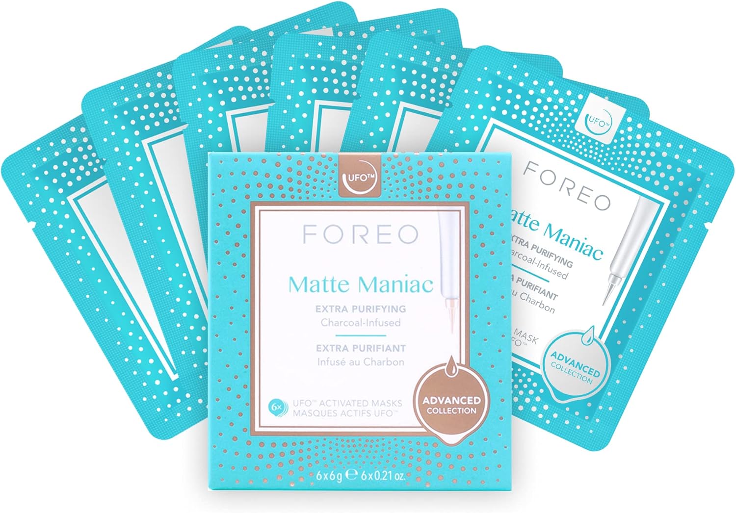 Matte Maniac Advanced Collection 2.0 UFO-Activated Facial Mask, Hydrating Facial, Beauty & Personal Care, Witch Hazel & Charcoal, For All Skin Types & Blemish-prone, Oily Skin, 6 Pieces in Pack