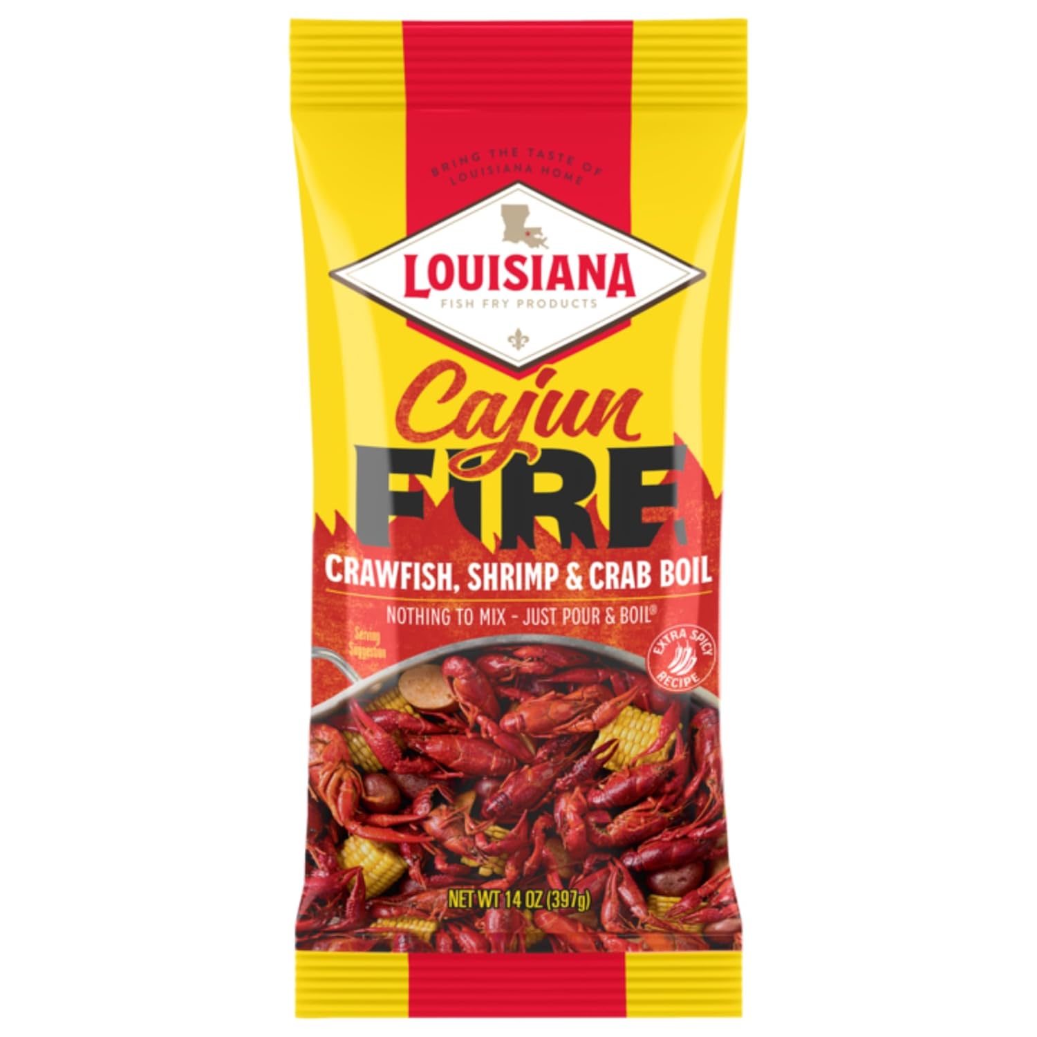 Louisiana Fish Fry, Cajun Fire Boil, 14 oz (Pack of 1)