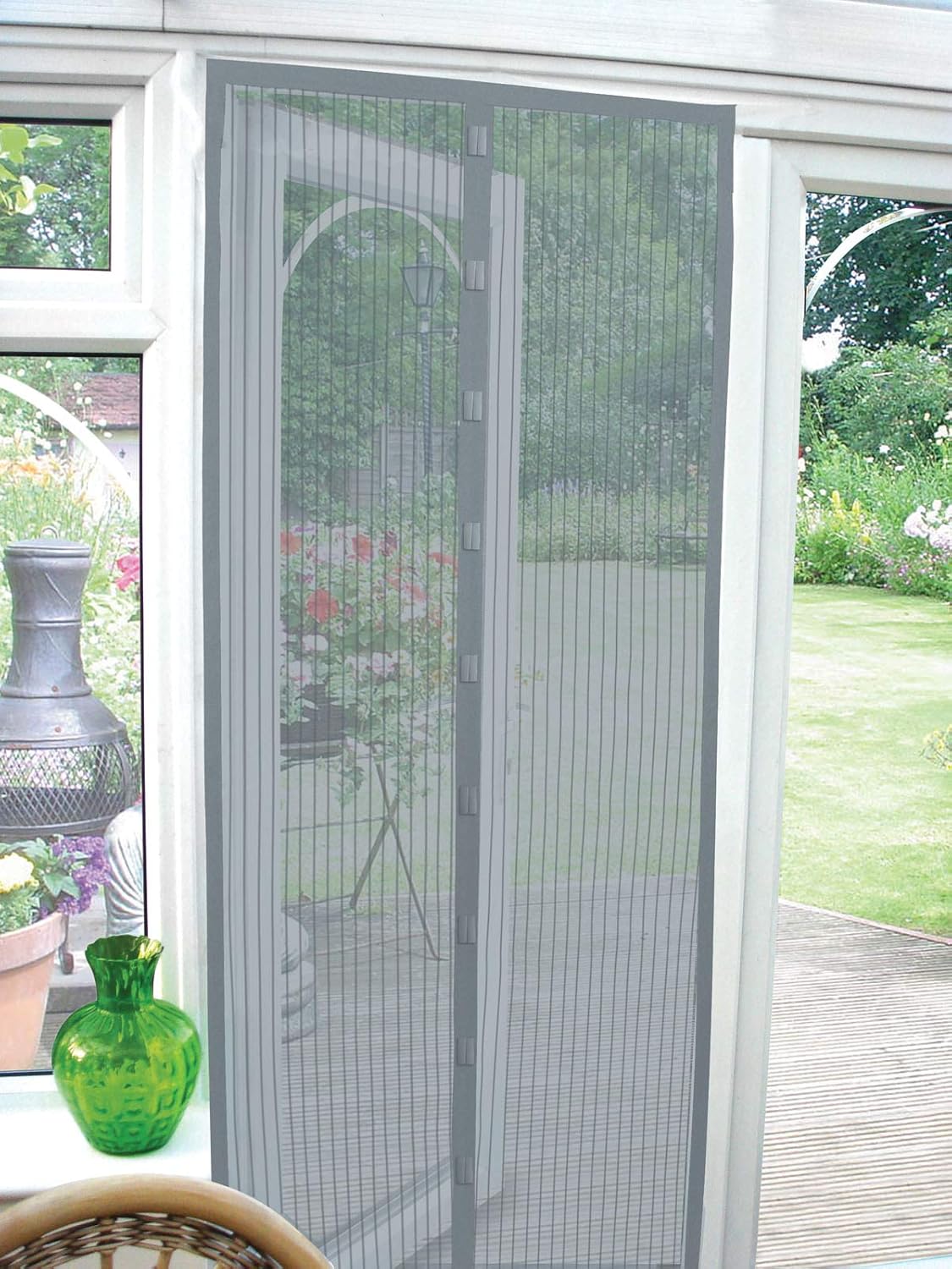 COUNTRY CLUB Magnetic Door Screen 90 x 210cm, Heavy Duty Fly Door Screen Mesh with Powerful Magnets, Durable Mosquito Insect Mesh Curtains Door Cover, Keeps Bugs Out, Child and Pet Friendly, Grey