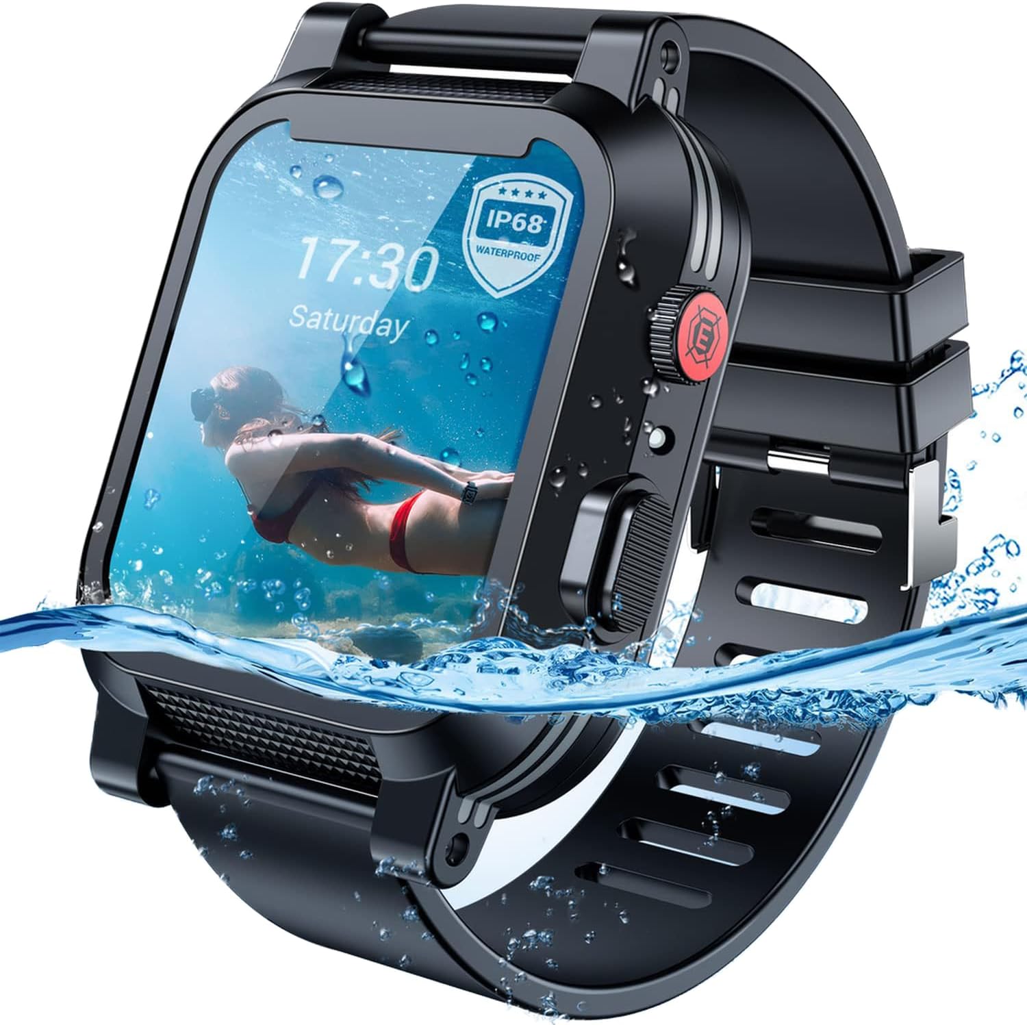 Waterproof Case for Apple Watch 40mm 45mm 44mm 42mm 41mm 38mm with Band, IP68 Waterproof Built-in Screen Protector for Apple Watch Series 8 7 6 5 4 3 2 SE SE2, Full Body Rugged Case for iWatch