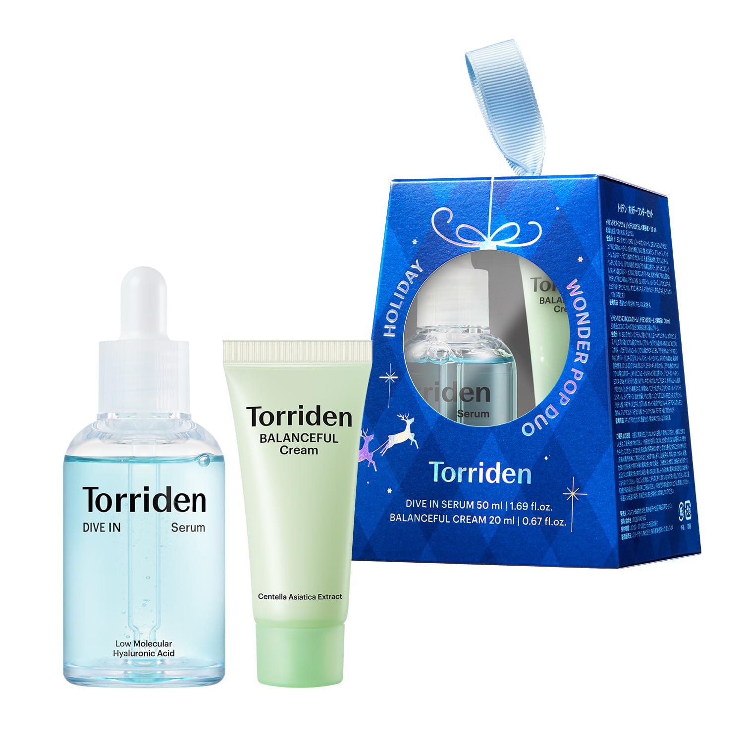 Torriden Holiday Wonder Pop Duo Gift Set (Blue) | DIVE IN Hyaluronic Serum + BALANCEFUL Cica Cream | Korean Skincare for Deep Hydration & Soothing | Perfect Stocking Stuffer for Women & Teens